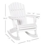 Wooden Adirondack Rocking Chair Outdoor Lounge Chair Fire Pit Seating with Slatted Wooden Design, Fanned Back, White - Image 3