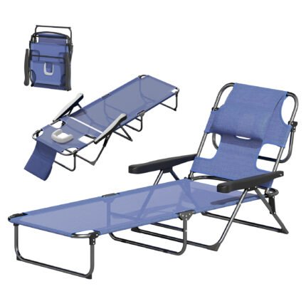 Folding Lounge Chair w/ Reclining Back