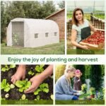 14.6' x 6.6' x 6.6' Walk-In Tunnel Greenhouse, Large Garden Hot House Kit with 6 Roll-up Windows & Roll Up Door, Steel Frame, White - Image 6