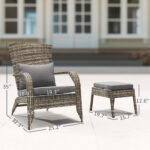 Wicker Adirondack Chair Fire Pit Chair w/ Ottoman & Cushions, Gray - Image 3