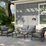 Patio Chair Cushions Set of 4 with Seat & Backrest, Fade Resistant Seat Replacement Cushion Set, Gray - Image 7