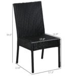 4 PE Rattan Outdoor Dining Chairs with Cushions, Patio Wicker Dining Chairs with Backrest, Black - Image 3