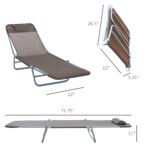 Folding Chaise Lounge Chair, Pool Sun Tanning Chair, Outdoor Lounge Chair with 5-Position Reclining Back Brown - Image 3