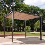 10' x 10' Outdoor Pergola Aluminum Gazebo w/ Retractable Canopy for Patio, Backyard, Party, Brown - Image 8