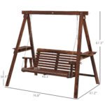 2-Seat Outdoor Swing Chair with Stand and Side Tables for Garden, Poolside, Backyard, Carbonized - Image 3