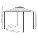 10' x 10' Outdoor Patio Gazebo Canopy Tent with Mesh Sidewalls, 2-Tier Canopy for Backyard, Beige - Image 3
