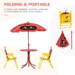 Kids Table and Chair Set, Outdoor Folding Garden Furniture, Picnic Table for Patio Backyard, with Removable & Height Adjustable Sun Umbrella, Red - Image 4