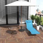 Folding Chaise Lounge Chair, Pool Sun Tanning Chair, Outdoor Lounge Chair with Reclining Back, Breathable Mesh Seat, Headrest for Beach, Yard, Patio, Blue - Image 7