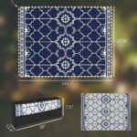 Reversible Outdoor Rug Carpet with LED Lights, 12' x 9' PP Straw Rug with Carry Bag and Ground Stakes - Image 3