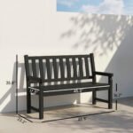 2-Person Garden Bench, HDPE Outdoor Bench with 530 lbs Capacity, Curved Seat for Backyard, Park, Porch, Lawn, Black - Image 3