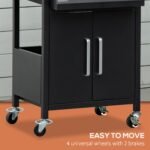 Outdoor 3 Burner Gas Grill Portable Barbecue w/ Wheels, Warming Rack, Shelves, Cabinet, Thermometer, Black - Image 7