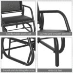 Outdoor Glider Chair, Steel Swing Chai with Curved Armrests for Porch, Garden, Poolside, Balcony, Black - Image 7
