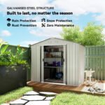 7x4 Garden Shed, Storage Shed with 4 Vents & 2 Sliding Doors, Garden Tool House for Backyard, Patio, Garage, Lawn,White - Image 4