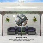 14.5' x 10' Aluminum Polycarbonate Pergola with UV Blocking for Outdoor Wall-Mounted Use, Family Shade, Gray - Image 5