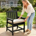 All-Weather Patio Chair, HDPE Patio Dining Chair, Heavy Duty Wood-Like Outdoor Furniture for Garden, Backyard, Deck, Porch, Lawn, Black - Image 6