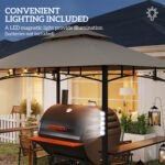 8' x 5' Outdoor Grill Gazebo, Barbecue Gazebo Shelter with LED Light, 2 Side Shelves, Hooks, Bottle Opener, Khaki - Image 6