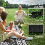 Reversible Outdoor Rug, Waterproof Plastic Straw with Carry Bag, 9' x 18', Black & White Rhombus Patchwork - Image 8