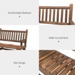 2-Person Wood Rocking Chair with Log Design, Heavy Duty Loveseat with Wide Curved Seats for Patio, Backyard, Garden, Walnut - Image 5