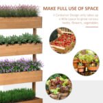 Vertical 4 Tier Raised Garden Bed, Wooden Planter Box, Self-Draining with Bed Liner for Indoor Outdoor Flowers, Vegetables and Herbs, Orange - Image 4