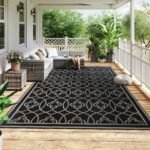 Reversible Outdoor Rug, Waterproof Plastic Straw with Carry Bag, 9' x 18', Black & Gray Lantern - Image 2