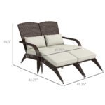 2 Person Patio Wicker Adirondack Chair, High-Back Fire Pit Chair with Cushions, Cream White - Image 3