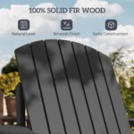 Oversized Adirondack Chair, Outdoor Fire Pit and Porch Seating, Classic Log Lounge w/ Built-in Cupholder, Black - Image 6