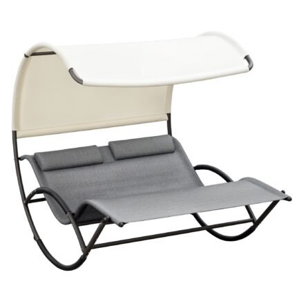 Outdoor Double Chaise Rocking Chair with Day Bed Sun Lounger