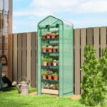 Mini Greenhouse with Screen Roof, 5 Tier Portable Small Greenhouse with High Strength PE Cover, Green - Image 2
