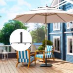 Square Patio Umbrella Base, 29 lbs Metal Umbrella Stand Base with Adjustable Foot Pads, Heavy Duty Patio Umbrella Holder for 1.5"/1.9" Umbrella Poles for Outdoor, Lawn, Poolside - Image 2