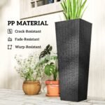 32 Inch Tall Planters for Outdoor Plants, Set of 2 Plastic Flower Pots with Drainage Holes, Black - Image 7