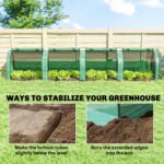 Mini Greenhouse, Portable Greenhouse with 4 Roll-Up Doors, PE Cover, 177.2" x 39.4" x 31.5", Green - Image 7