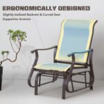Outdoor Glider Chair, Gliders for Outside Patio with Steel Frame and Mesh Fabric for Backyard, Garden, and Porch, Beige - Image 6