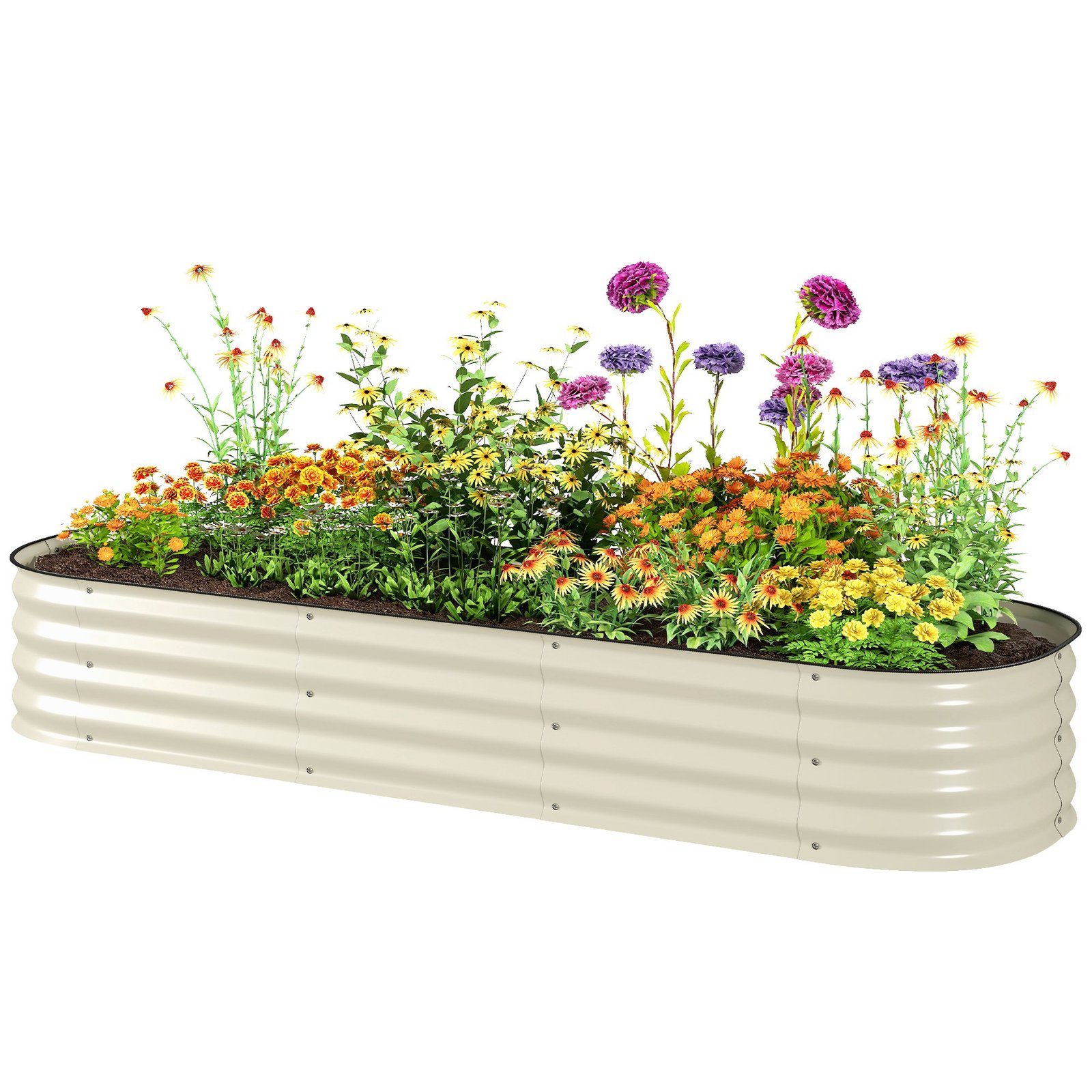 WVS8e519da00bb3c8.jpg 6.4' x 2' x 1' Galvanized Raised Garden Bed Kit, Metal Planter Box with Safety Edging, Cream - Image 1