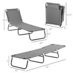 2 Pieces Pool Chaise Lounge Chairs, Folding Lounge Chairs with 5-Level Reclining Back, Steel Frame, Dark Gray - Image 3