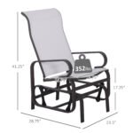 Gliding Lounger Chair, Single Rocker with Lightweight Metal & Mesh Construction, White - Image 3