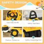 2-in-1 Kids Ride-On Excavator Digger Tractor with Pulling Cart - Image 6