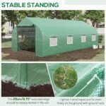 20' x 10' x 7' Walk-in Tunnel Greenhouse with Zippered Mesh Door and 8 Mesh Windows, Gardening Plant Hot House with Galvanized Steel Hoops, Green - Image 5
