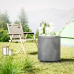 2.6 Gal Outdoor Side Table, 3-In-1 Concrete Cooler Bar Table with Storage, Removable Ice Bucket and Lid, Gray - Image 2