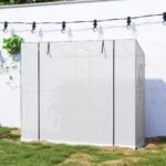 Walk-in Portable Greenhouse Small Greenhouse for Outdoors with UV-resistant PE Cover, 6.6' x 2.5' x 5.6' White - Image 8