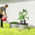Set of 2 Raised Garden Bed, Metal Planter Box with Safety Edging, Easy-to-assemble Stock Tank 3'x3'x1.4' Silver - Image 3