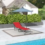 Folding Chaise Lounge Pool Chair with 4-Position Reclining Back, Pillow, Breathable Mesh & Bungee Seat, Wine Red - Image 7
