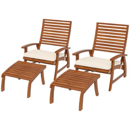 4 Piece Patio Furniture Set with 2 Chairs