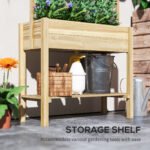 Wooden Raised Garden Bed with Trellis, Outdoor Planter Box with Storage Shelf for Vegetables, Flowers, Herbs - Image 5