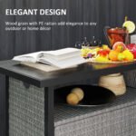 Outdoor Pool Towel Storage Cabinet Organizer, Outdoor Bar Table with Shelf and Cabinet, Pool Towel Holder Pool Valet with Weather-Resistant PE Rattan and Steel Frame, Gray - Image 7