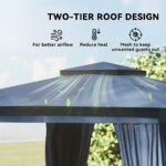 10' x 12' Outdoor Patio Gazebo, Soft Top Gazebo Canopy Shelter with Curtains, Netting, Steel Frame, Hooks - Image 4