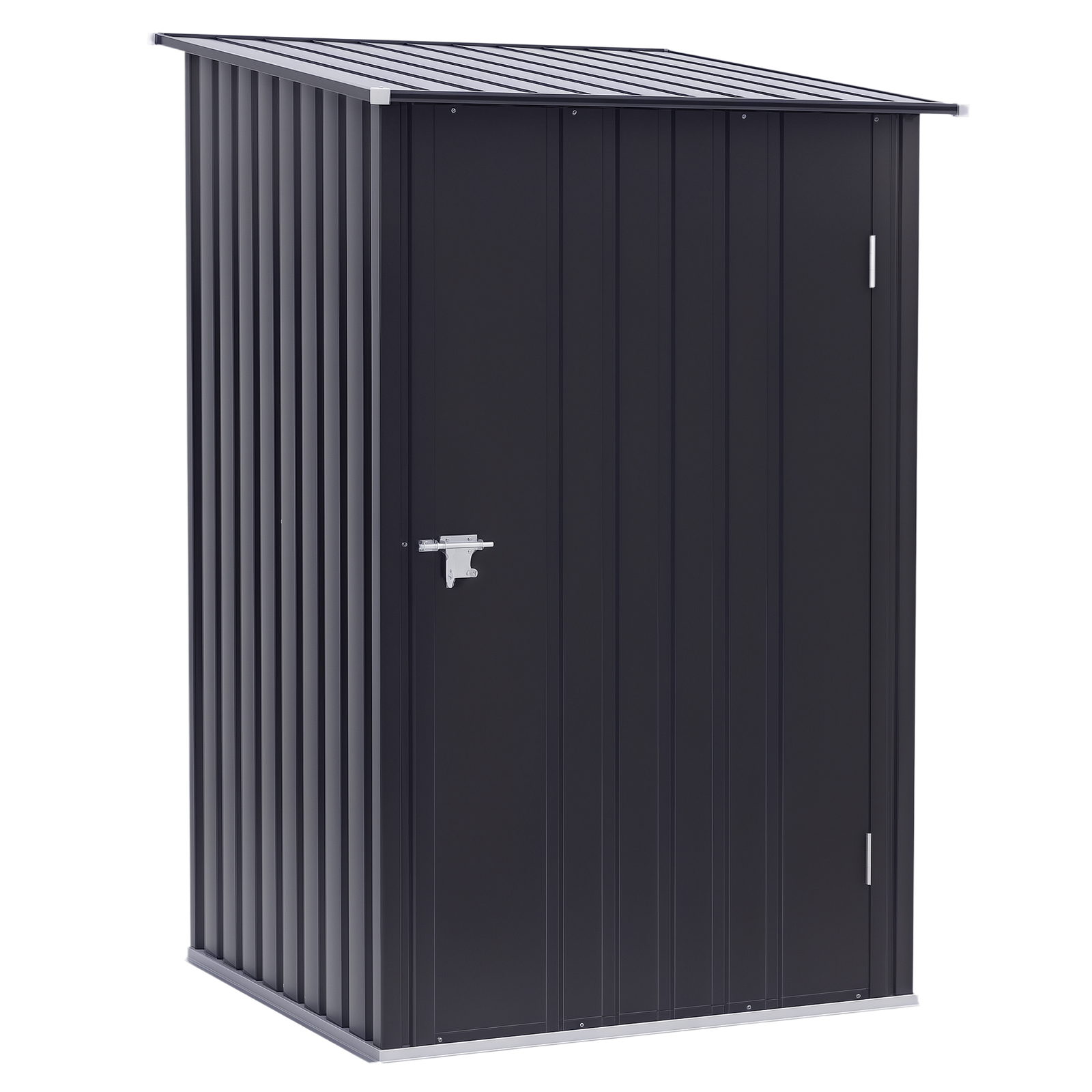 WnScde198ace59af7.png Small Metal Garden Shed, 3.3' x 3.4', Galvanized Steel, Lockable Tool Shed for Patio, Backyard, Lawn, Dark Gray - Image 1