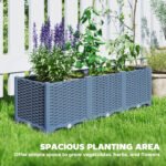 Plastic Raised Garden Bed, 4 x 1 x 1 ft Outdoor Flower Box with Drainage Holes for Vegetables, Herbs, Blue - Image 4