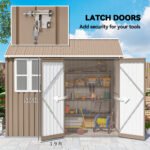 8' x 6' Metal Garden Storage Shed, Extra Large Outdoor Tool Storage House w/ Doors, Window and Air Vents, Brown - Image 7