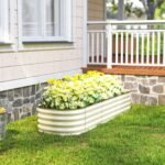 6.4' x 2' x 1' Galvanized Raised Garden Bed Kit, Metal Planter Box with Safety Edging, Cream - Image 8