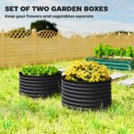 Set of 2 Raised Garden Bed, Metal Planter Box with Safety Edging, Easy-to-assemble Stock Tank, Dark Gray - Image 4